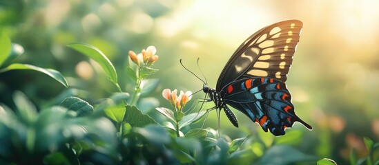 Aufkleber - Close up of a butterfly in the garden. with copy space image. Place for adding text or design