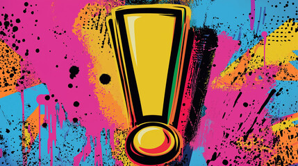 Pop art concept Exclamation mark. Warning symbol. Colorful background in pop art retro comic style.