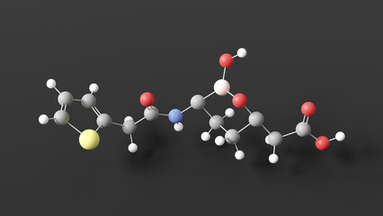 Sticker - vaborbactam molecule 3d, molecular structure, ball and stick model, structural chemical formula non-b-lactam b-lactamase inhibitor