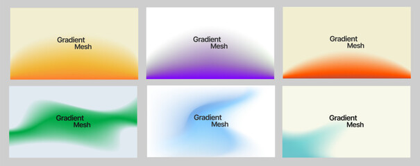 Wall Mural - Aesthetic mesh gradient collection pastel background