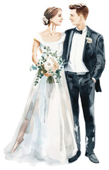 Wall Mural - PNG Elegant wedding couple illustration