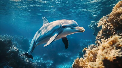 Graceful dolphin jumping above the waves perfect for showcasing the beauty of marine life in action