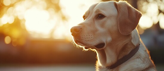 Poster - An Adorable Family Dog enjoying the Sunshine. with copy space image. Place for adding text or design