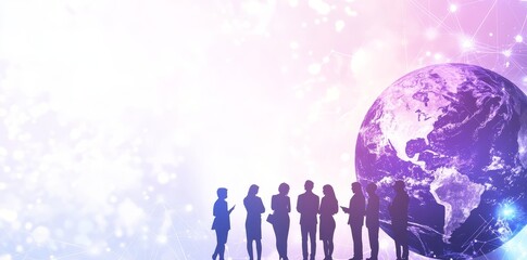 Poster - an abstract digital global network concept containing social media connections, technology, and peop