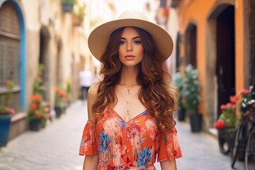 Wall Mural - A woman wearing a floppy hat