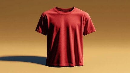 A basic red t-shirt design, displayed from the front and back on a neutral white background, highlighting the vibrant color and clean lines 