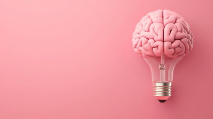 Brain connected to light bulbs, concept of innovation, 3D illustration