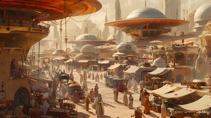 futuristic city market.