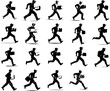 © ITrWorks - silhouette illustration set courier running carrying package