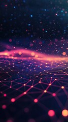 Poster - a mesmerizing abstract digital landscape featuring glowing dots and lines in vibrant colors. perfect