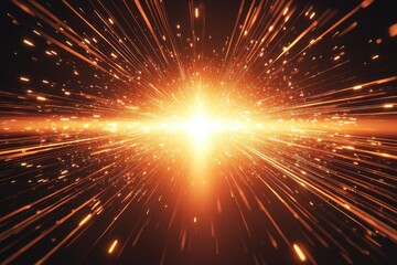 Poster - A radiant explosion of light and energy, creating dynamic sparks that illuminate the dark space, embodying power and motion.