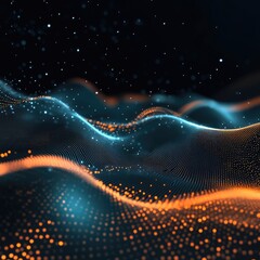 Aufkleber - Abstract waves of glowing particles create a mesmerizing visual display, perfect for backgrounds or digital art projects.