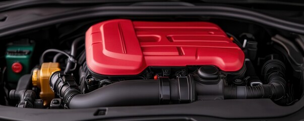 High-performance V8 engine with optimized fuel combustion technology for improved power and reduced emissions, car motor combustion, fuel-efficient V8