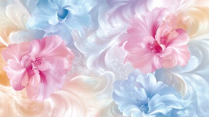 Poster - A swirling, abstract pattern of flowers in pastel colors, forming a harmonious and artistic floral background.
