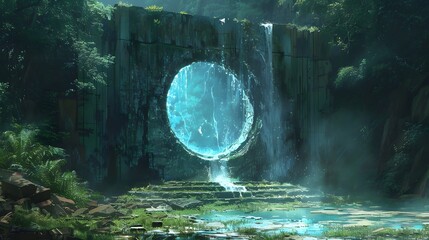 Wall Mural - Mystical Portal in a Lush Forest.