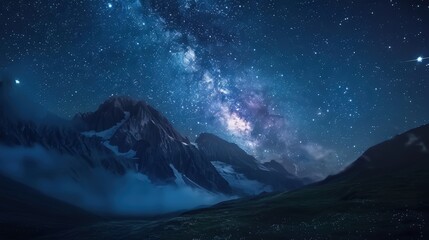 Wall Mural - Milky Way Over Majestic Mountains