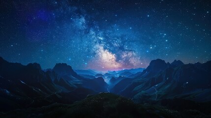 Canvas Print - Milky Way Over Mountain Range