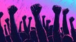 © fotofabrika - A vibrant display of solidarity with raised fists during a peaceful demonstration advocating for social justice in an urban setting