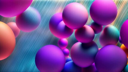 Wall Mural - abstract vibrant colorful background with flowing wave, liquid plasma, fluid ink, sphere balls bubbles, 3d iridescent holographic design. looped animation. seamless footage.