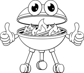 Poster - Barbecue Cartoon Mascot Charcoal BBQ Person