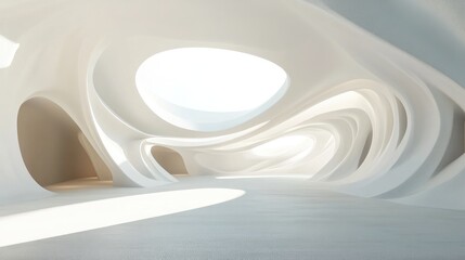 Poster - Sleek white abstract architectural backdrop with 3D rendering
