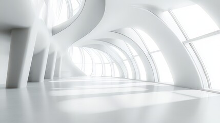 Poster - Sleek white abstract architectural backdrop with 3D rendering