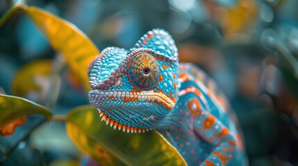 Wall Mural - A Close-Up of a Vibrant Chameleon