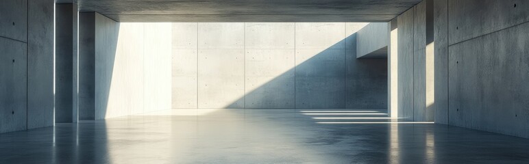 Poster - Abstract interior architecture with an empty concrete space 3D rendering