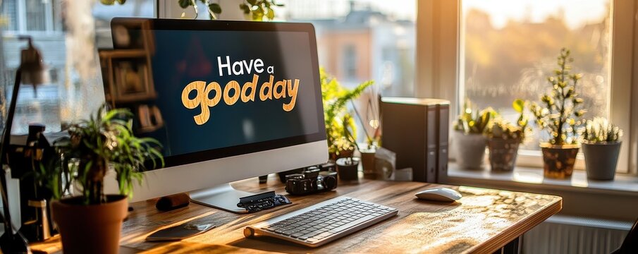 A workspace decorated with 