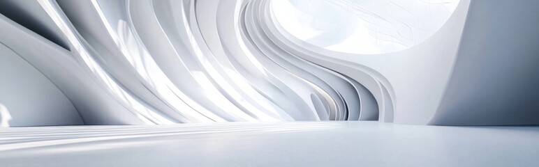 Poster - smooth white abstract architectural background featuring 3d rendering