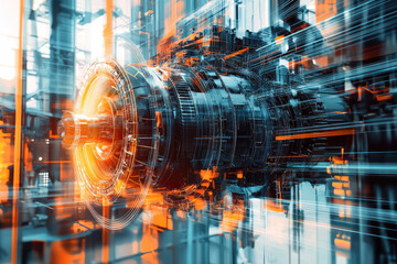 Poster - Harnessing the Future: A Stunning Abstract Representation of Technological Progress and Innovation in Motion