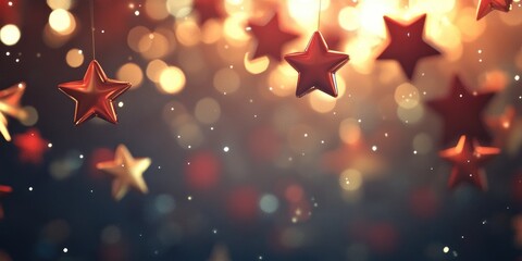 Poster - Elegant abstract background with bokeh lights and stars in a 3D cartoon rendering texture