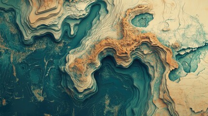  An abstract topographical map with a vintage aesthetic, combining creativity and history in a unique and intriguing design