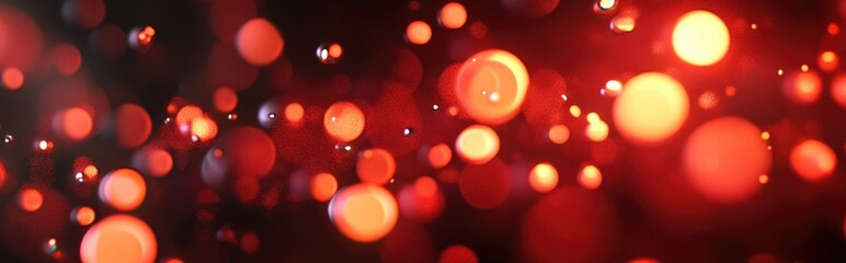 Poster - Red blurred glowing circles in a 3D cartoon rendering An abstract illustration featuring shiny lights and blurred neon round objects creating a background with gleaming flares