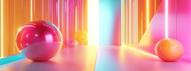 Poster - Golden Space in a 3D cartoon rendering