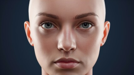 Aufkleber -  Close-up of a humanoid AI face in 3D illustration and rendering.