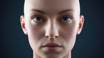 Aufkleber -  Close-up of a humanoid AI face in 3D illustration and rendering.