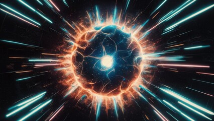 Poster -  Colorful Abstract Cosmic Energy Backdrop with Surreal Texture and Dynamic Motion Design