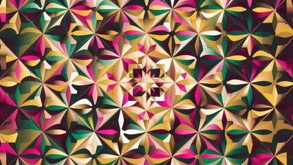 Poster - Colorful Geometric Pattern in Ornamental Style - Abstract Mosaic Floor Texture Illustration