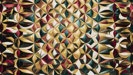 Poster - Colorful Geometric Pattern in Ornamental Style - Abstract Mosaic Floor Texture Illustration