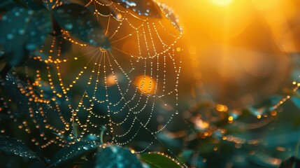 Poster - Dewdrops on a Spiderweb