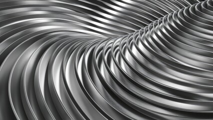 Poster - Curved Pattern in Abstract Silver Background - 3D Render Design