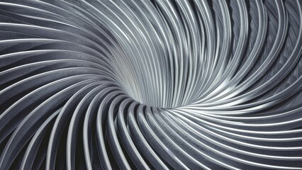 Poster - Curved Pattern in Abstract Silver Background - 3D Render Design