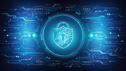 Poster - cybersecurity and data protection technology concept on virtual screen - 3d illustration