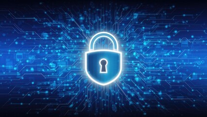 Poster - cybersecurity and data protection for business technology: privacy concept with 3d server security i