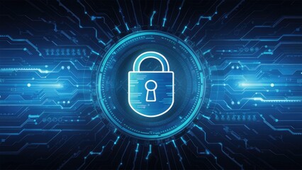 Poster - cybersecurity and data protection for business technology: privacy concept with 3d server security i