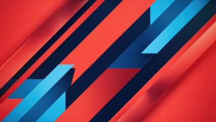 Poster - Diagonal red background with blue accents. Illustration. Rendered graphic.
