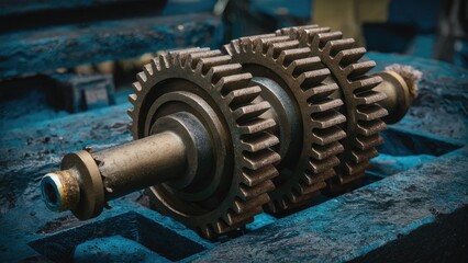Poster -  Detailed 3D Rendering of a Worm Gear Assembly