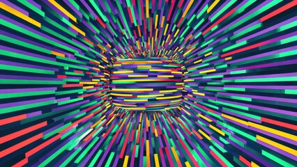 Poster -  Digital Glitches: Vibrant Stripes on a Distorted Screen