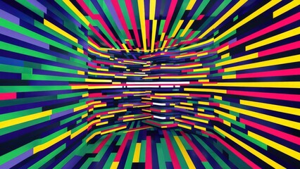 Poster -  Digital Glitches: Vibrant Stripes on a Distorted Screen